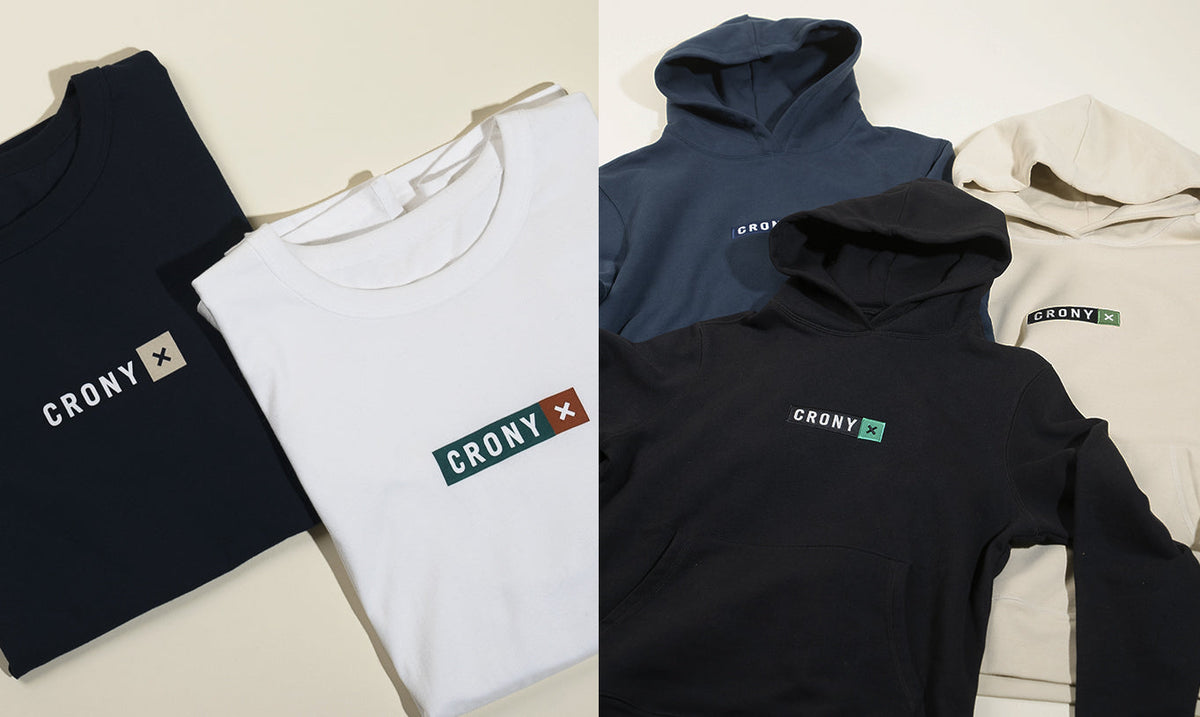 Crony X apparel collection representing the brand identity development created through ACV Consulting's engagement.